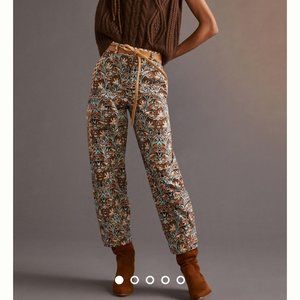 Anthropologie Corduroy Barrel Pants in Blue Motif - US 4